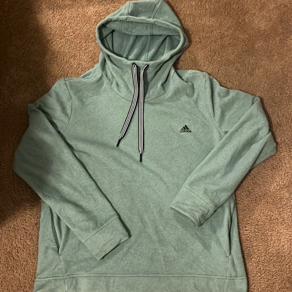 Light blue adidas cowl neck sweatshirt athletic